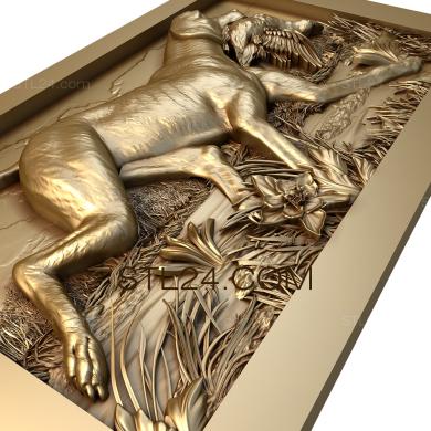 Art pano (Hunting dog with prey, PH_0209) 3D models for cnc